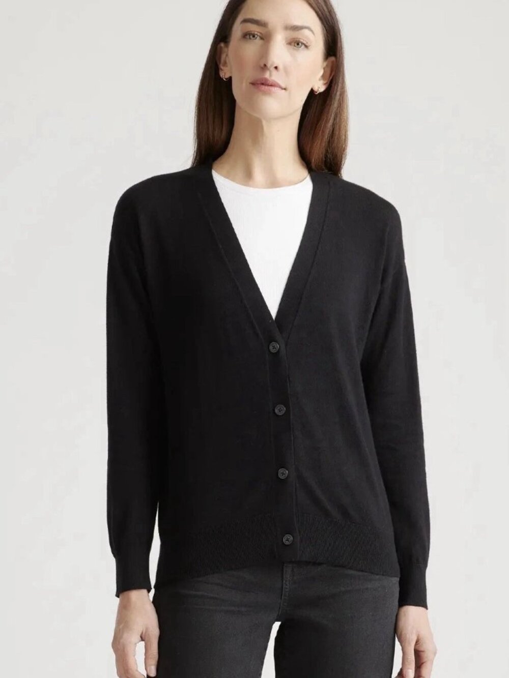 🖤✨ Quince Lightweight Cotton Cashmere Cardigan - Black - XS - EXCELLENT cond